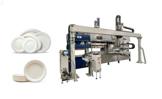 Automatyczna maszyna do produkcji zastawy stołowej Bamboo Pulp z ramionami robota i robotem do układania w stos